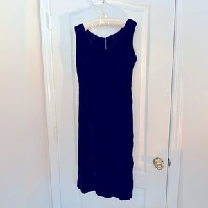 True Vintage One-Of-A-Kind Handmade Navy Blue Velvet Sleeveless Dress Size S/XS
